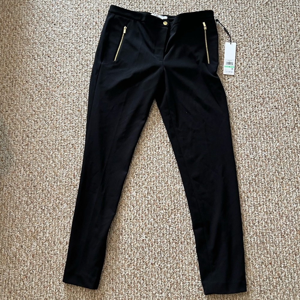 NWT Calvin Klein Black Gold Zipper Pants